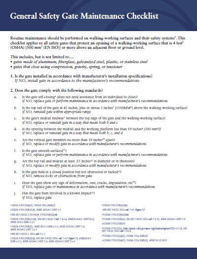 Safety Gate Check List | Industrial Safety Gates