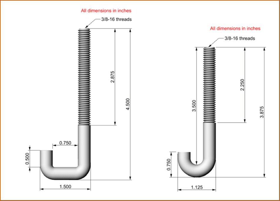 Intrepid Toeboard Links: T5 J and L Bolt Dimensions